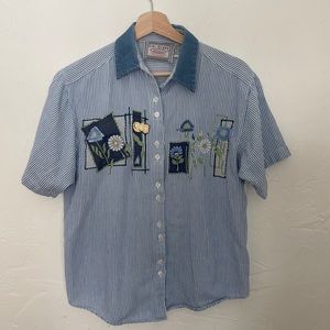 vintage embroidered button up